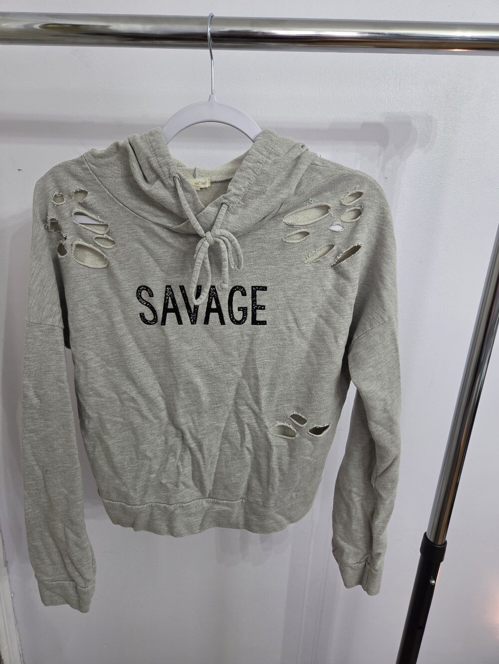 wild fable Light Gray Hoodie with Graphic Lettering